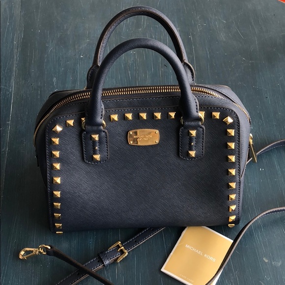 KORS Michael Kors Handbags - Michael Kors Navy blue and gold purse